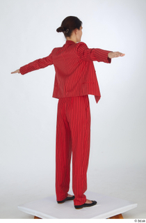  Cynthia black flat ballerina shoes dressed formal red striped suit standing t pose t-pose whole body 0006.jpg